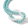 4mm Two Tone Round Glass Beaded Bracelets for Women BJEW-JB10705-3