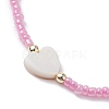 5Pcs 5 Colors Natural Shell Heart & Seed Braided Bead Bracelets Set BJEW-JB10039-02-4