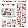 Gorgecraft 9Pcs 9 Style Christmas Theme Pattern Removable Temporary Water Proof Tattoos Paper Stickers AJEW-GF0007-32-2