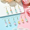 Dyed Natural Selenite Beaded Dangle Earrings for Women EJEW-JE06049-2