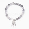 Natural Cloudy Quartz Beads Charm Bracelets BJEW-O162-D02-1