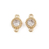 304 Stainless Steel Pave Clear Cubic Zirconia Flat Round Links Connector Charms STAS-F322-12G-1