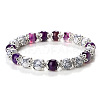 Natural Banded Agate Dyed & Howlite Round Beaded Stretch Bracelets for Women JT2459-5-1