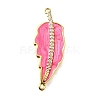 Brass Micro Pave Clear Cubic Zirconia Enamel Leaf Connector Charms KK-V011-25G-F-1