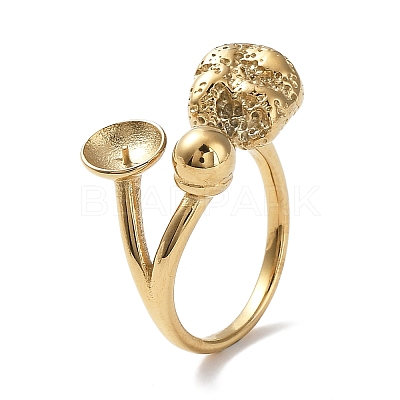 304 Stainless Steel Open Cuff Ring Findings STAS-K263-03G-1