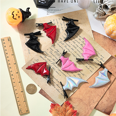 4 Pairs 4 Colors PU Leather Alligator Hair Clips PHAR-CL0001-02-1