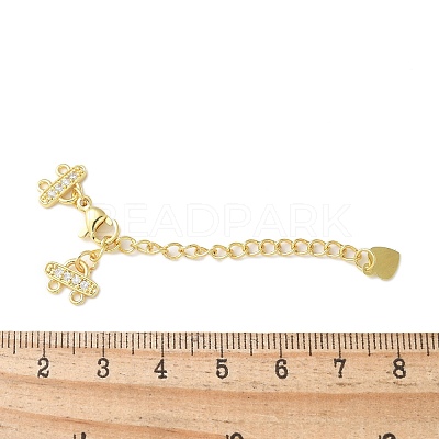 Brass Micro Pave Clear Cubic Zirconia End with Chains LS-KK-P290-24G-1
