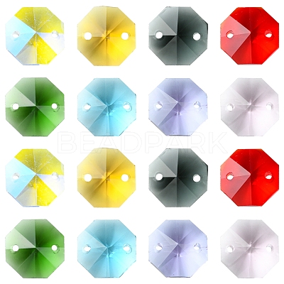 48Pcs 8 Colors Electroplate Glass Links Connectors EGLA-FS0001-48-1