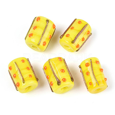 Handmade Gold Foil Glass Bumpy Beads LAMP-ZX003-12-01-1