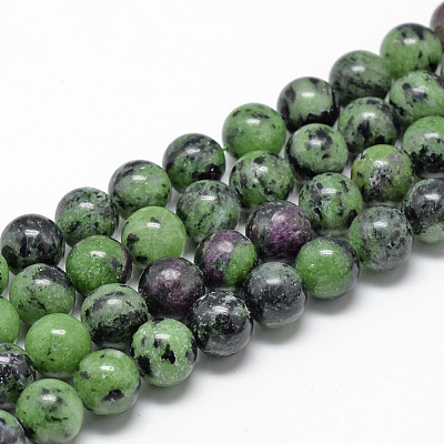 Natural Ruby in Zoisite Beads Strands G-R446-10mm-25-1