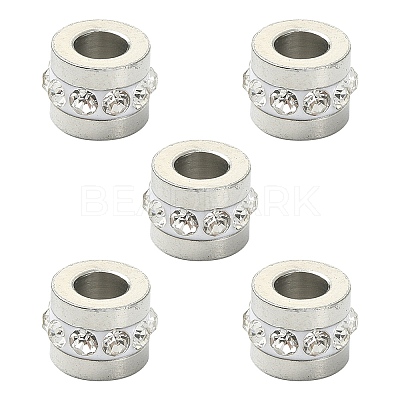 201 Stainless Steel Polymer Clay Rhinestone Inlaid Beads RB-YW0001-11A-1
