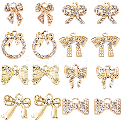 32Pcs 8 Styles Alloy Rhinestone Pendants ALRI-SC0001-48-1