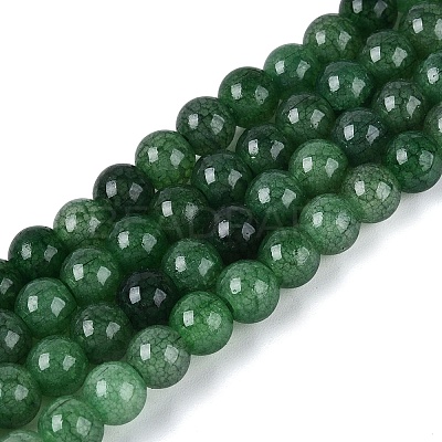 Ombre Effect Dyed Crackle Glass Beads Strands GLAA-Q106-01A-B11-1