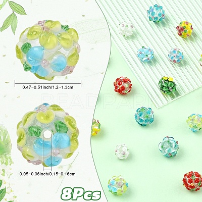 8Pcs 8 Colors Handmade Bumpy Lampwork Beads LAMP-YW0004-17-1