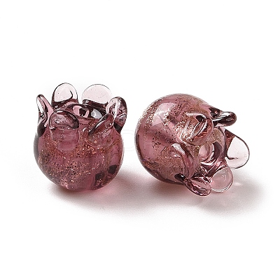 Handmade Gold Foil/Sand Lampwork Glass Beads LAMP-G158-05-1