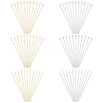 600Pcs 6 Styles 304 Stainless Steel Flat Head & Ball Head & Eye Pins STAS-ME0003-14-1