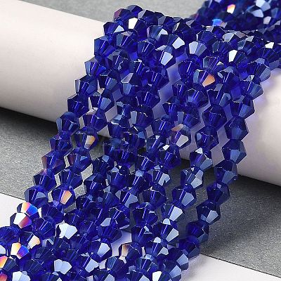 Transparent Electroplate Glass Beads Strands EGLA-A039-T4mm-B06-1
