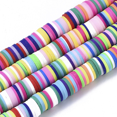 Handmade Polymer Clay Beads Strands CLAY-R089-6mm-048-1