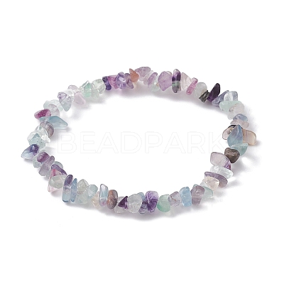 Natural Fluorite Chips Beaded Stretch Bracelets for Women BJEW-JB10046-11-1