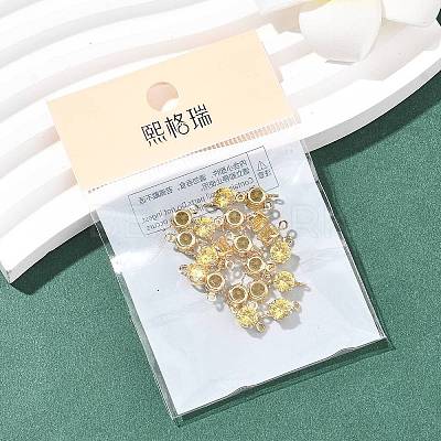 SHEGRACE Brass Pave Cubic Zirconia Flat Round Connector Charms XGRQ2O275-435C-G-1