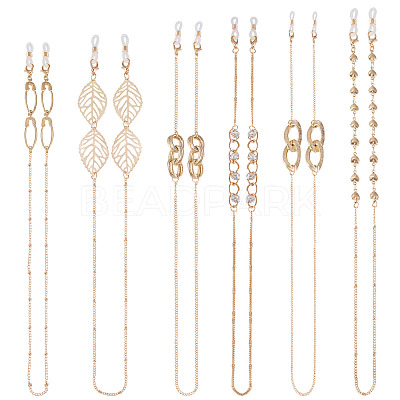 6Pcs 6 Style Zinc Alloy Eyeglasses Chains AJEW-BY0001-04-1