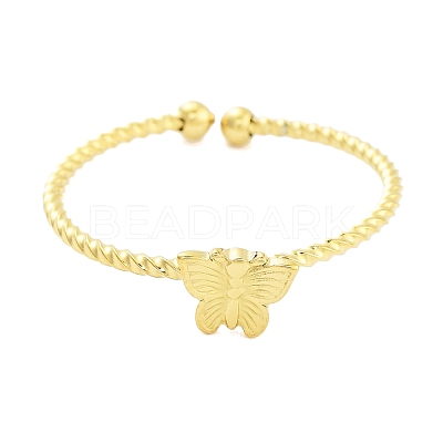 Real 18K Gold Plated 304 Stainless Steel Open Cuff Rings for Women RJEW-B061-02G-02-1
