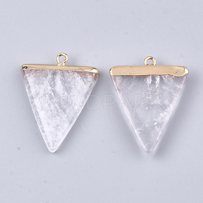 Electroplate Natural Quartz Crystal Pendants G-S344-49E-1