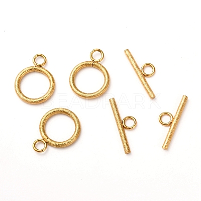 Ion Plating(IP) 304 Stainless Steel Textured Toggle Clasps STAS-A048-01G-1