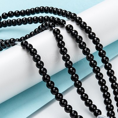 Natural Black Onyx Beads Strands G-Z024-02C-1
