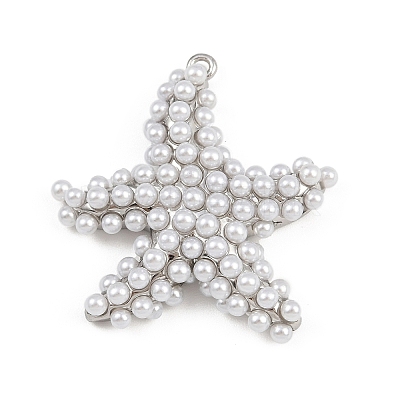 Starfish Brass ABS Imitation Pearl Pendants KK-I352-04A-P-1