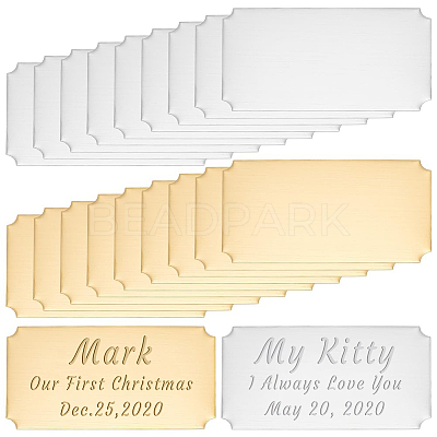 20Pcs 2 Colors Self-adhesive 201 Stainless Steel Type Business Cards AJEW-UN0002-30B-1