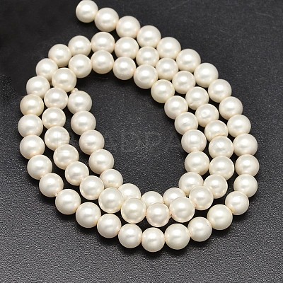 Round Shell Pearl Matte Surface Bead Strands X-BSHE-M011-08-6mm-1