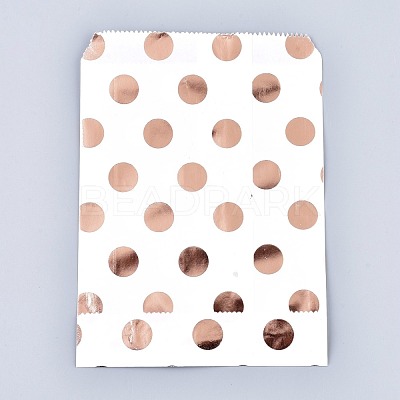 Polka Dot Pattern Eco-Friendly Kraft Paper Bags AJEW-M207-H01-01-1