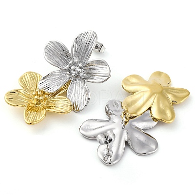 304 Stainless Steel Flower Stud Earrings for Women EJEW-U023-09GP-1