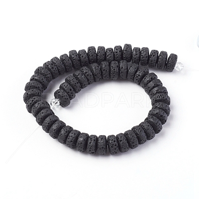 Natural Lava Rock Beads Strands, Dyed, Flat Round/Disc, Mixed Color,  8~8.5x3~4mm, Hole: 2mm, about 62 pcs/Strand, 7.87 inch(20 cm)