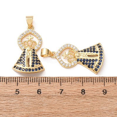 Brass Micro Pave Blue Cubic Zirconia Pendants CU-H002-03G-1