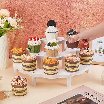 3-Tier Semi-Circle Wood Cupcake Display Risers ODIS-WH0030-89-1