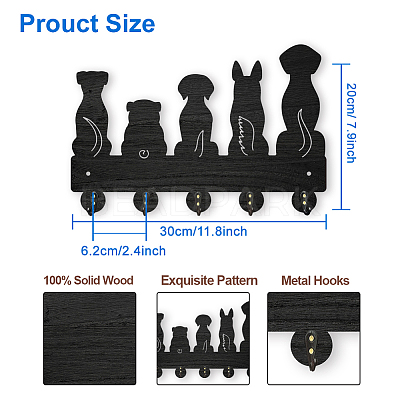 Wood & Iron Wall Mounted Hangers HJEW-WH0055-037-1