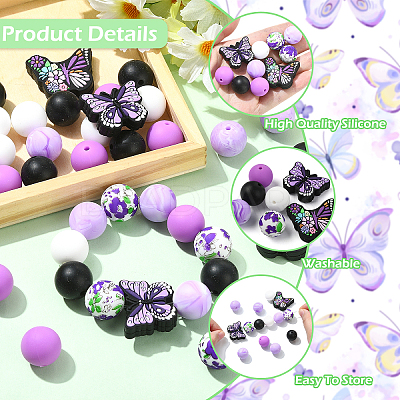 41Pcs 7 Styles Silicone Beads SIL-YW0002-64-1