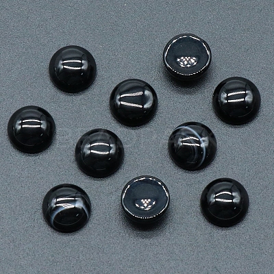 Natural Dyed & Heated Black Agate Cabochons PW-WG51238-12-1