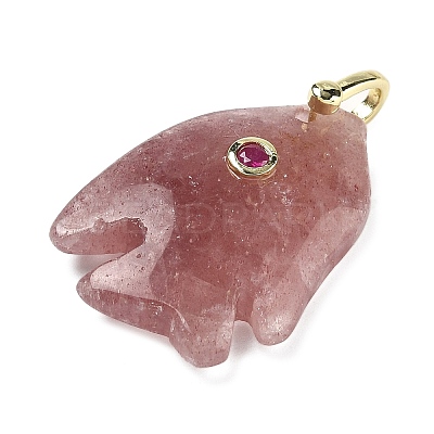 Natural Strawberry Quartz Carved Pendants G-G460-01G-02-1