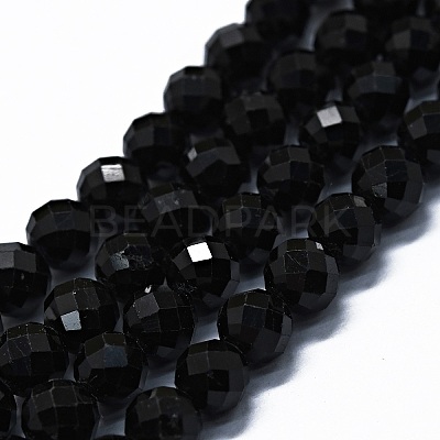 Natural Black Tourmaline Beads Strands G-G927-46-1