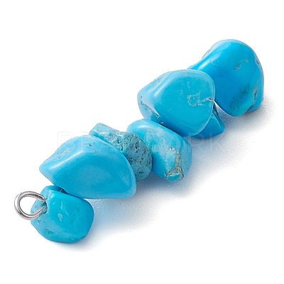 Gradient Color Natural Aquamarine & Natural Lapis Lazuli & Synthetic Turquoise Chip Beaded Pendants PALLOY-JF02791-02-1