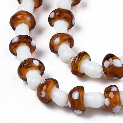 Mushroom Handmade Lampwork Beads Strands LAMP-R116-24-1
