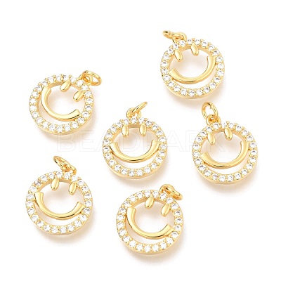 Brass Micro Pave Clear Cubic Zirconia Charms ZIRC-O036-31G-1
