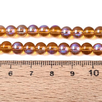 Transparent Electroplate Glass Beads Strands EGLA-Q132-6MM-01A-04-1