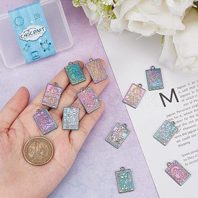 12Pcs 6 Style Rack Plating Rainbow Color Alloy Pendants FIND-CA0004-52-1