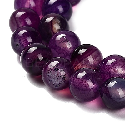 Dyed Natural Agate Beads Strands G-G203-10B-10mm-1