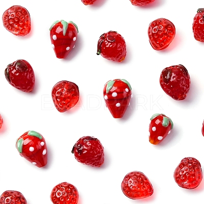 25Pcs 6 Styles Handmade Lampwork 3D Strawberry Beads LAMP-FS0001-19-1