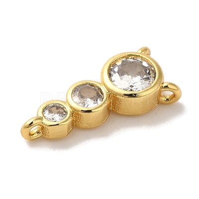 Rack Plating Brass Pave Clear Cubic Zirconia Flat Round Beaded Chandelier Component Links KK-U027-02G-1
